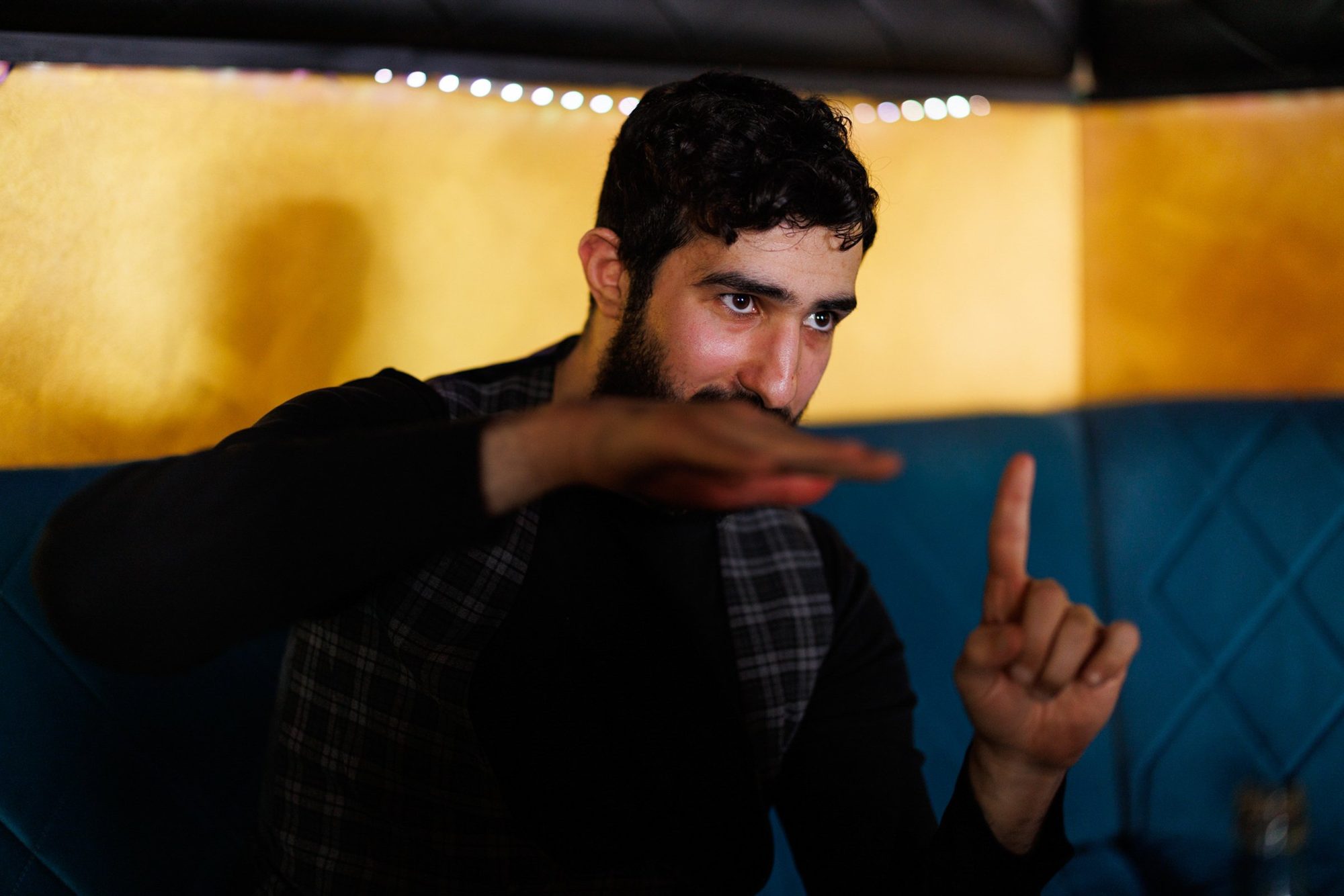 Mohamed Chahrour at a shisha bar in Tempelhof, Berlin, 2022